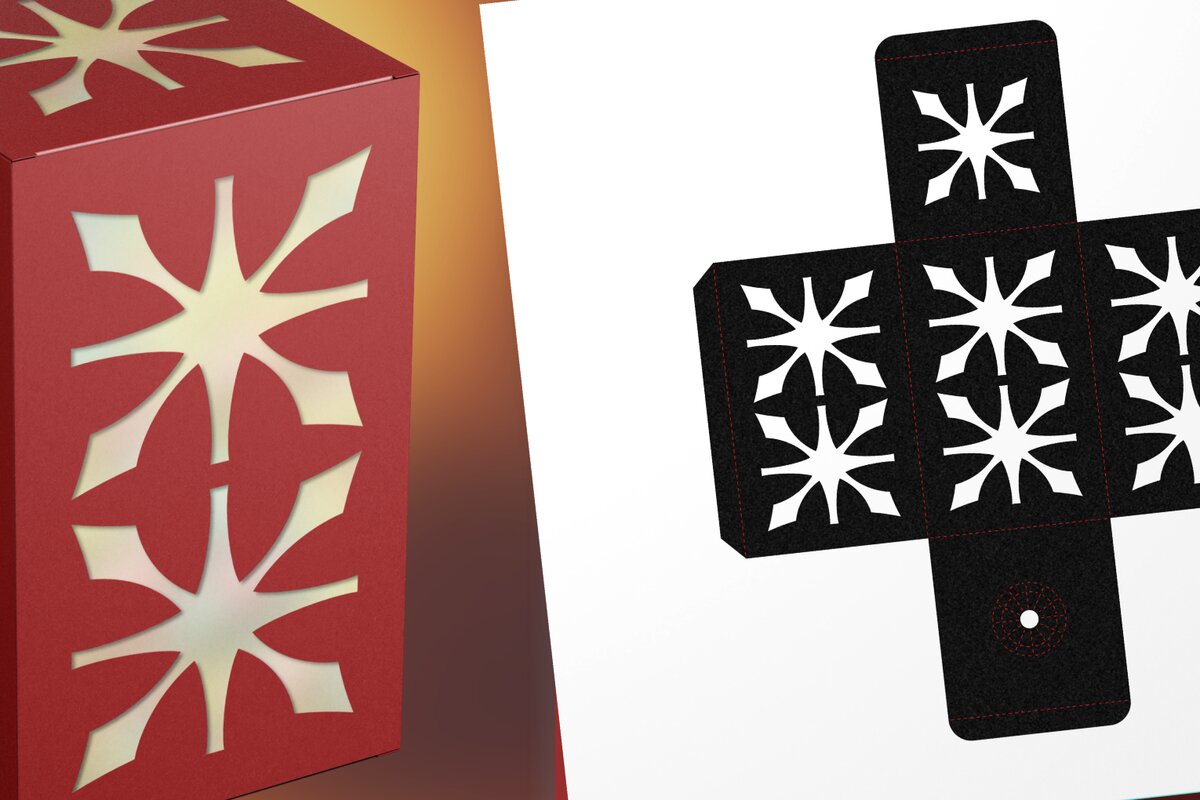 Σετ των 2 Intra απο ξύλο plywood 3mm-4mm πάχος – Snow Crystal 2 Tea Light Lantern Δίασταση  20x20 cm INTRAFABR-108261631