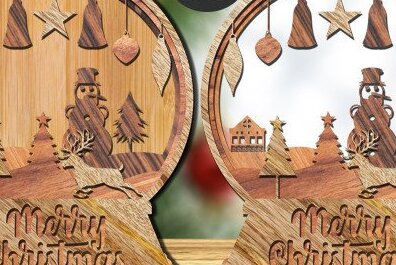 Σετ των 2 Intra απο ξύλο plywood 3mm-4mm πάχος – Snow Globe Δίασταση  20x20 cm INTRAFABR-42613935
