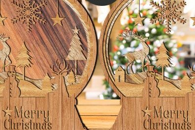 Σετ των 2 Intra απο ξύλο plywood 3mm-4mm πάχος – Snow Globe Δίασταση  20x20 cm INTRAFABR-42613972