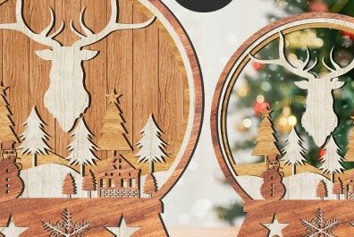 Σετ των 2 Intra απο ξύλο plywood 3mm-4mm πάχος – Snow Globe Δίασταση  20x20 cm INTRAFABR-42614022