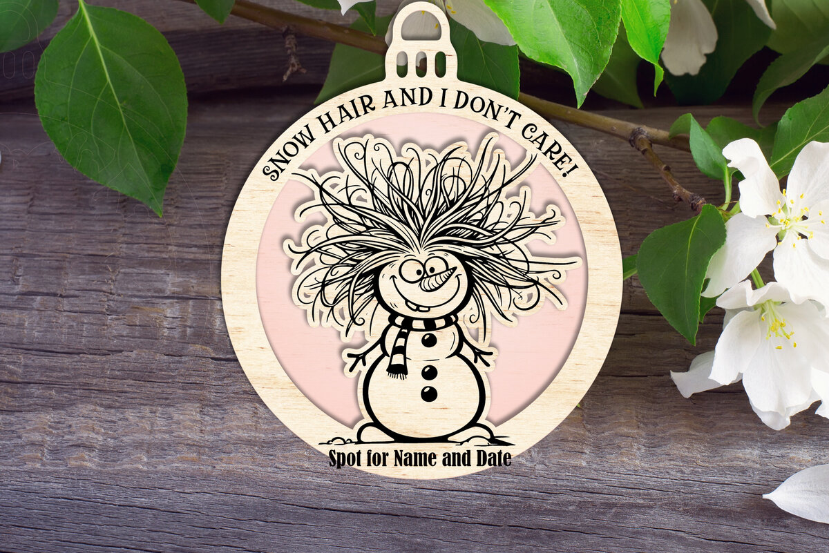 Σετ των 2 Intra απο ξύλο plywood 3mm-4mm πάχος – Στολίδι Snow Hair and I Don't Care Δίασταση  20x20 cm INTRAFABR-111017321