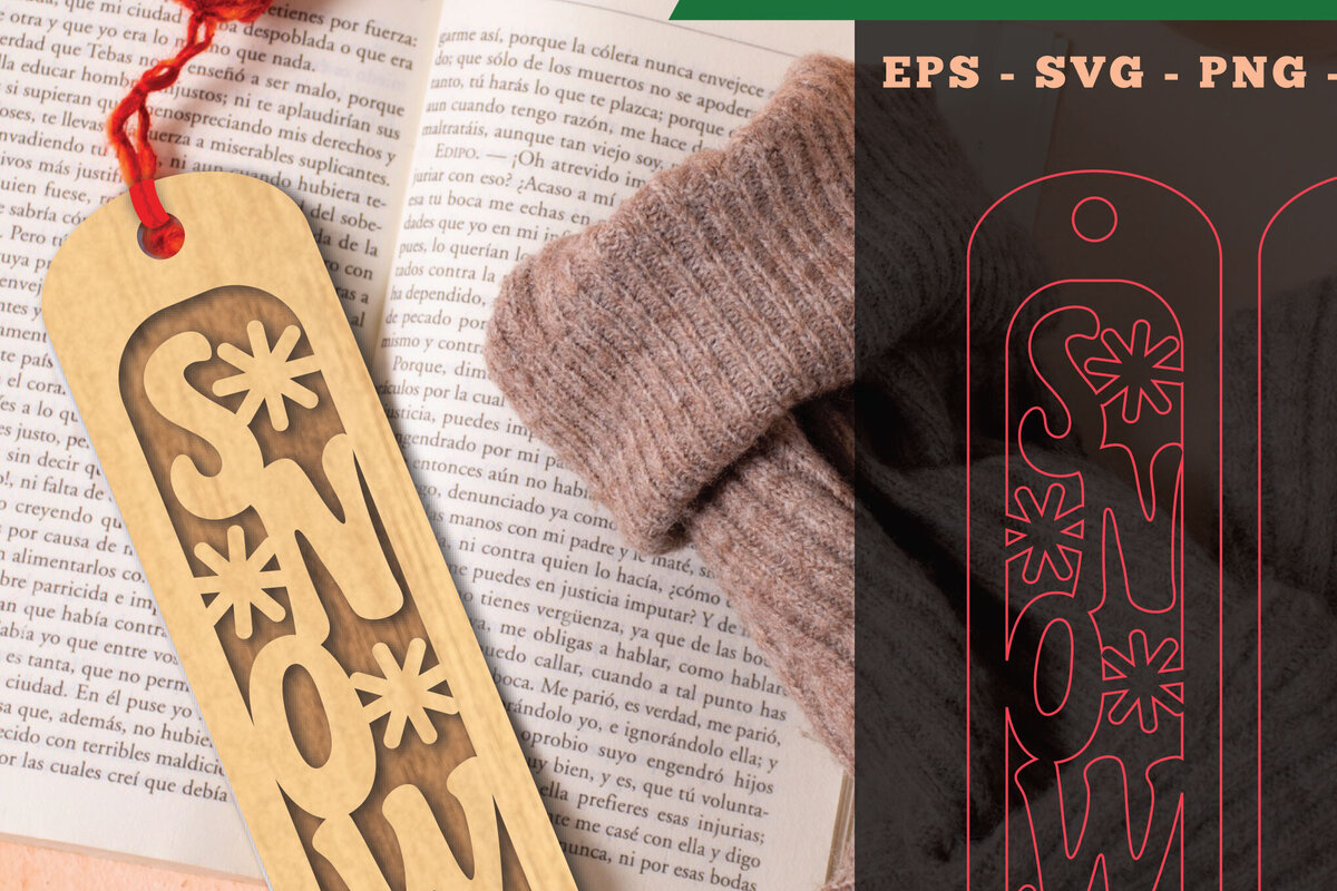 Σετ των 2 Intra απο ξύλο plywood 3mm-4mm πάχος – Σελιδοδείκτες αποκοπής λέιζερ χιονιού Δίασταση  20x20 cm INTRAFABR-112848626