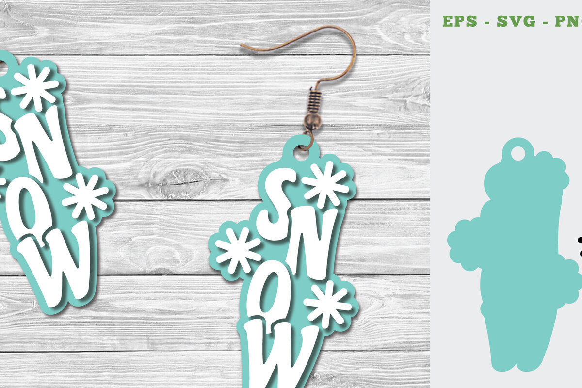 Σετ των 3 Intra απο ξύλο plywood 3mm-4mm πάχος – Σκουλαρίκια Snow Δίασταση  5x5 cm INTRAFABR-111527149