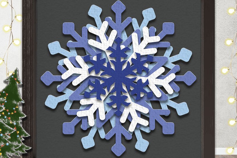 Σετ των 2 Intra απο ξύλο plywood 3mm-4mm πάχος – Snowflake 3D Layer Δίασταση  20x20 cm INTRAFABR-35849422