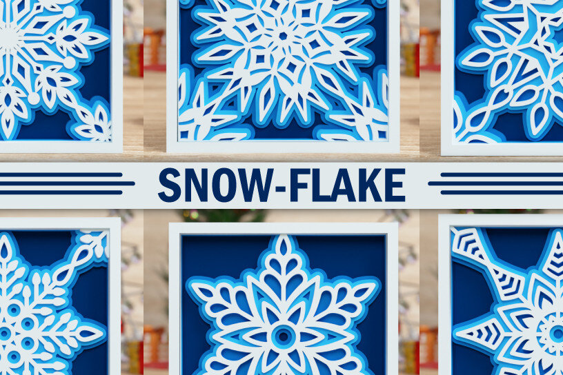 Σετ των 2 Intra απο ξύλο plywood 3mm-4mm πάχος – Snowflake 3D Multilayered | ΔΕΜΑ | Δίασταση  20x20 cm INTRAFABR-75492351