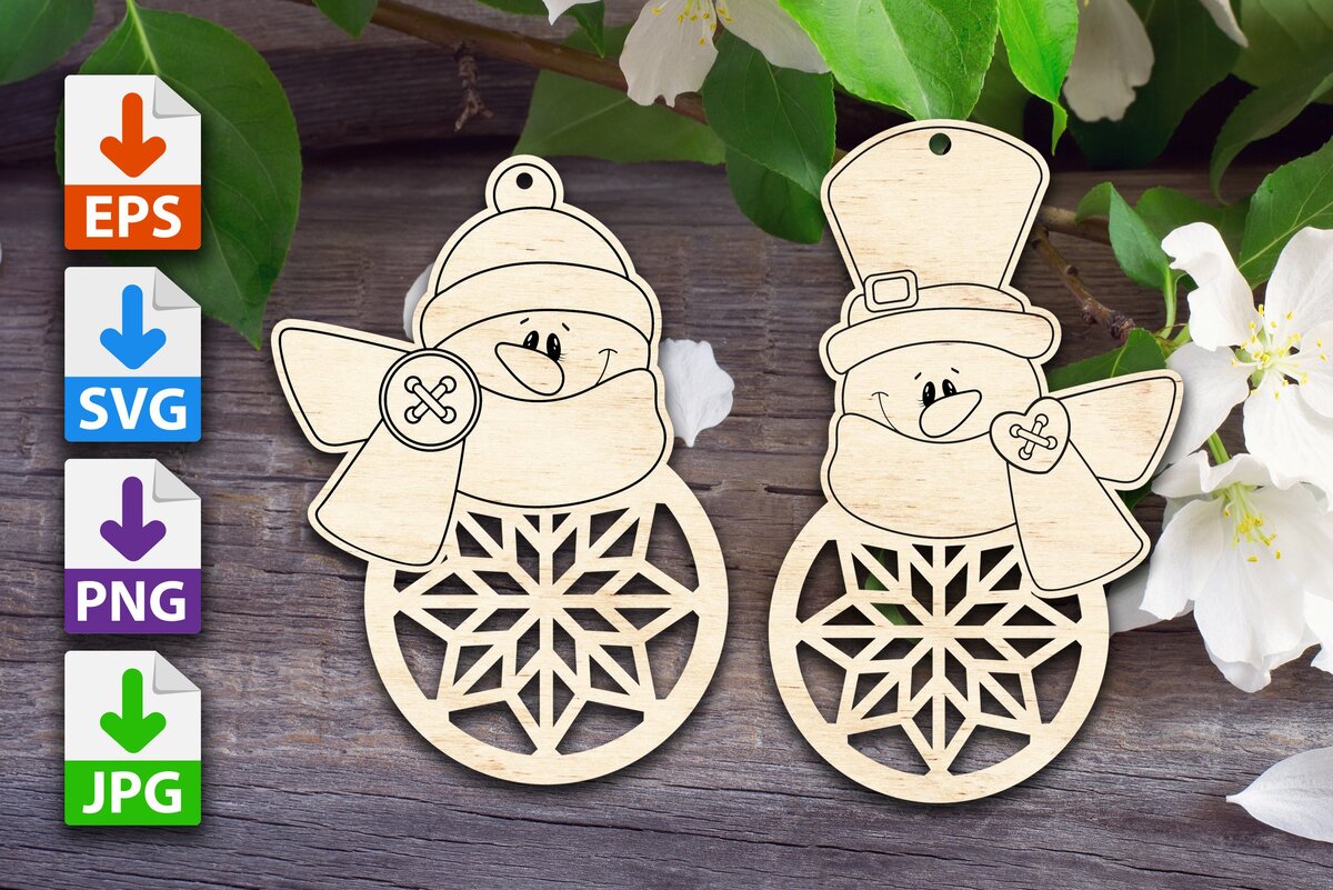 Σετ των 2 Intra απο ξύλο plywood 3mm-4mm πάχος – Στολίδια Snowflake Brothers Δίασταση  20x20 cm INTRAFABR-43302070