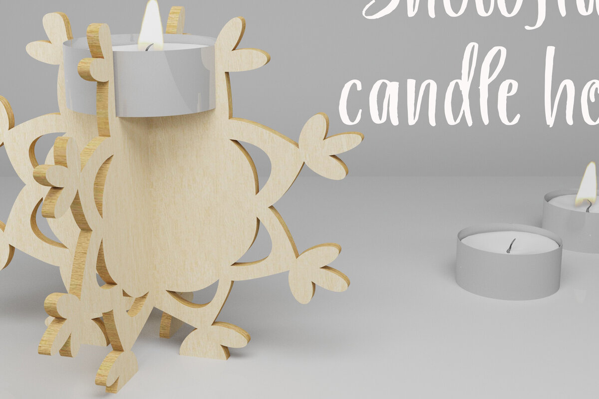 Intra απο ξύλο plywood 3mm-4mm πάχος – Κηροπήγιο Snowflake. 3D Design Δίασταση  40x30 cm INTRAFABR-82308778