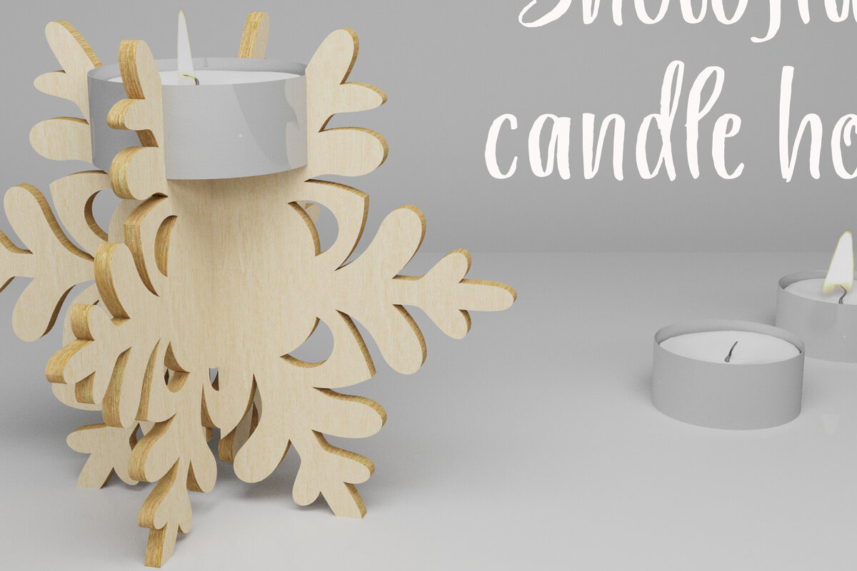 Intra απο ξύλο plywood 3mm-4mm πάχος – Κηροπήγιο Snowflake. 3D Design Δίασταση  40x30 cm INTRAFABR-82309055