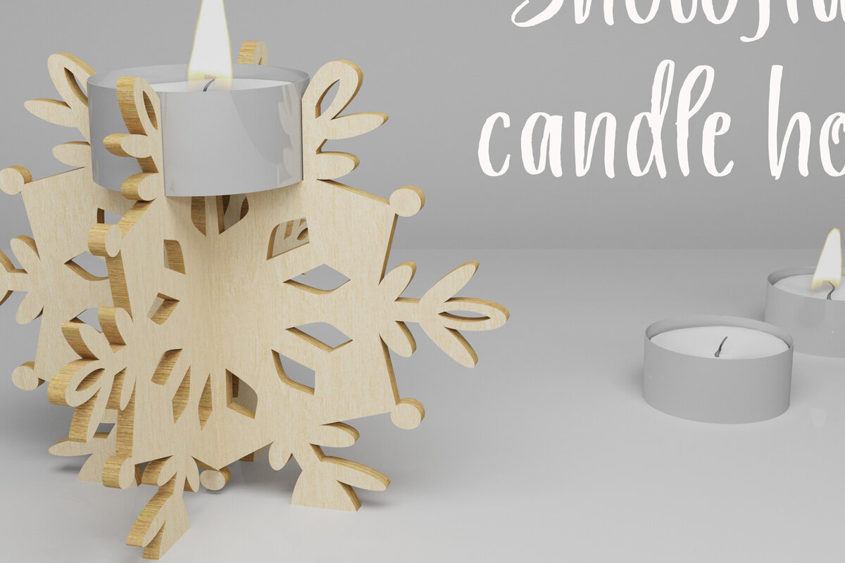 Intra απο ξύλο plywood 3mm-4mm πάχος – Κηροπήγιο Snowflake. 3D Design Δίασταση  40x30 cm INTRAFABR-82309196