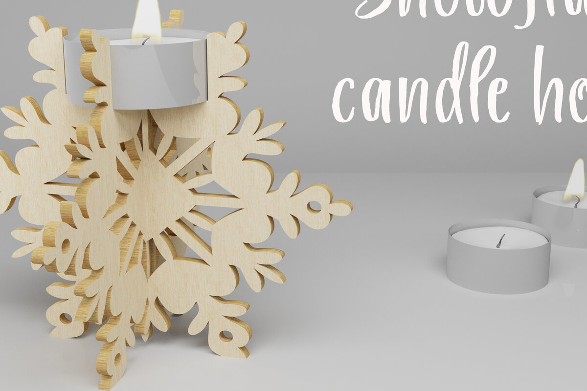 Intra απο ξύλο plywood 3mm-4mm πάχος – Κηροπήγιο Snowflake. 3D Design Δίασταση  40x30 cm INTRAFABR-82305979