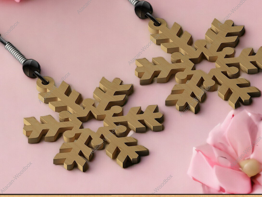 Σετ των 3 Intra απο ξύλο plywood 3mm-4mm πάχος – Snowflake Charm Σκουλαρίκια Σετ με Ξύλινα Δίασταση  5x5 cm INTRAFABR-91975609