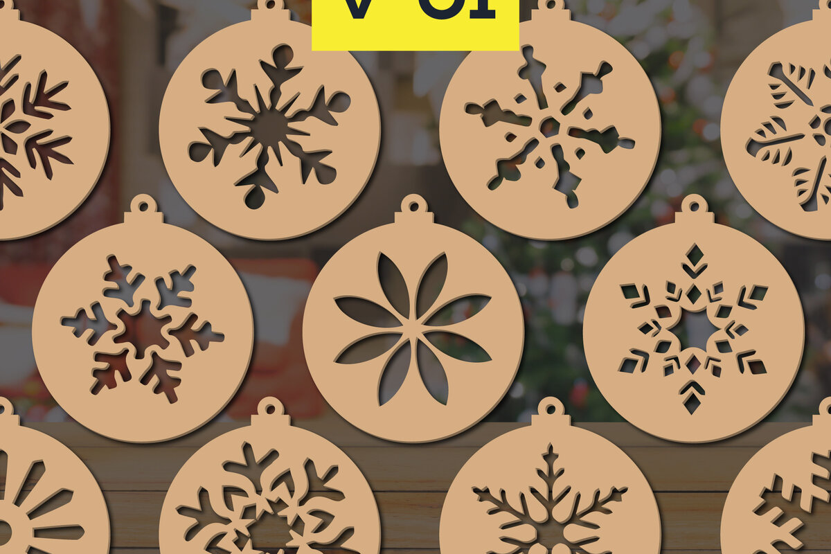 Σετ των 2 Intra απο ξύλο plywood 3mm-4mm πάχος – Snowflake CHRISTMAS Bundle Δίασταση  20x20 cm INTRAFABR-19096284