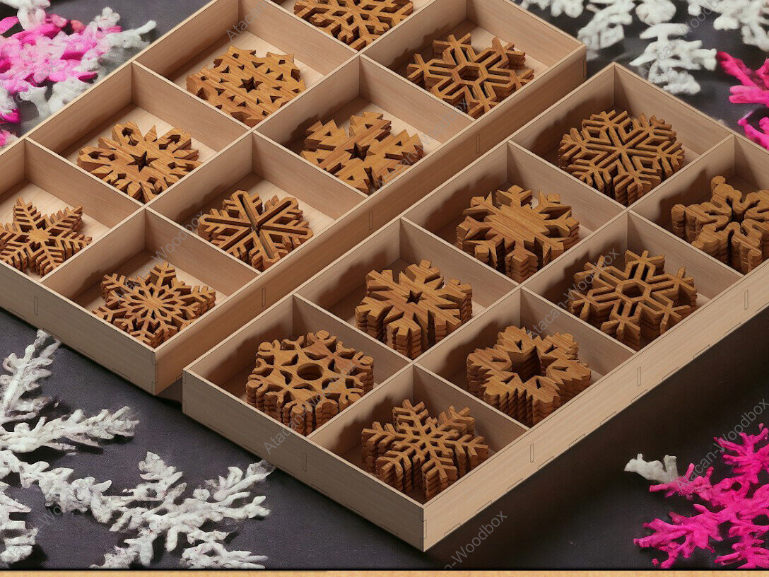 Σετ των 2 Intra απο ξύλο plywood 3mm-4mm πάχος – Πακέτο Χριστουγεννιάτικου ντεκόρ νιφάδας χιονιού - Laser Δίασταση  20x20 cm INTRAFABR-91975446