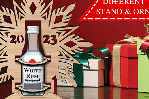 Σετ των 2 Intra απο ξύλο plywood 3mm-4mm πάχος – Μίνι θήκη μπουκαλιών Χριστουγεννιάτικη νιφάδα χιονιού Δίασταση  20x20 cm INTRAFABR-103594980