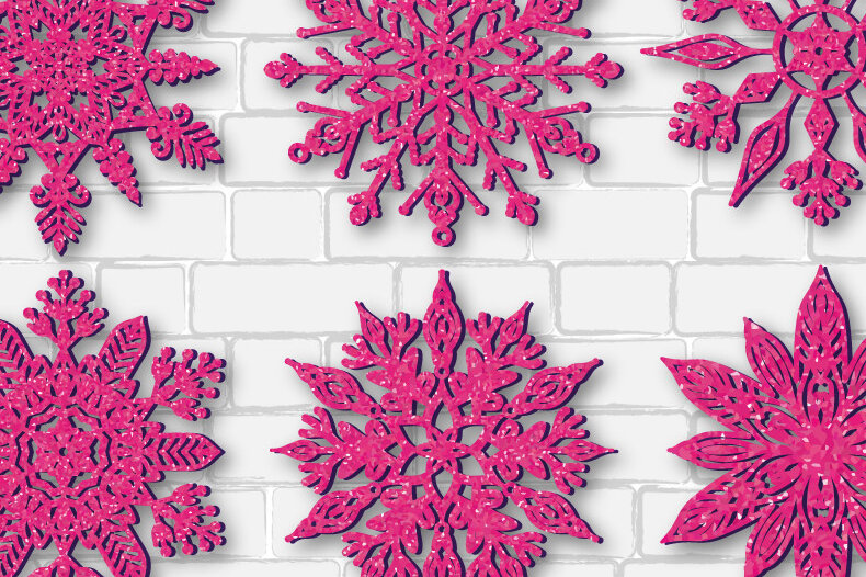 Σετ των 2 Intra απο ξύλο plywood 3mm-4mm πάχος – Χριστουγεννιάτικο στολίδι χιονονιφάδας 2 στρώσεων Δίασταση  20x20 cm INTRAFABR-50390386