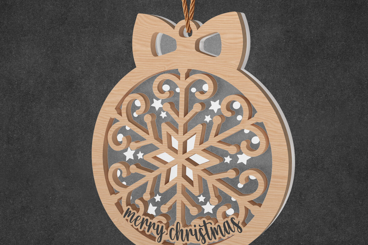 Σετ των 2 Intra απο ξύλο plywood 3mm-4mm πάχος – Χριστουγεννιάτικο στολίδι με νιφάδα χιονιού Δίασταση  20x20 cm INTRAFABR-108957634