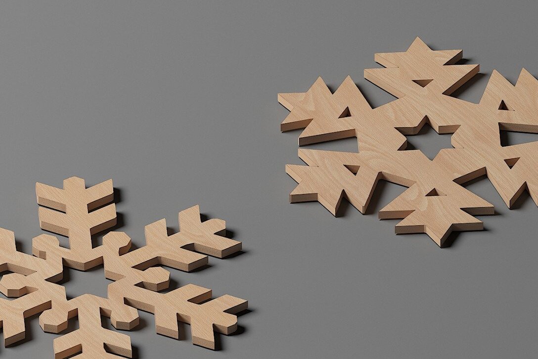 Σετ των 2 Intra απο ξύλο plywood 3mm-4mm πάχος – Σετ σουβέρ Snowflake / Xmas Laser Decor Δίασταση  20x20 cm INTRAFABR-44666265