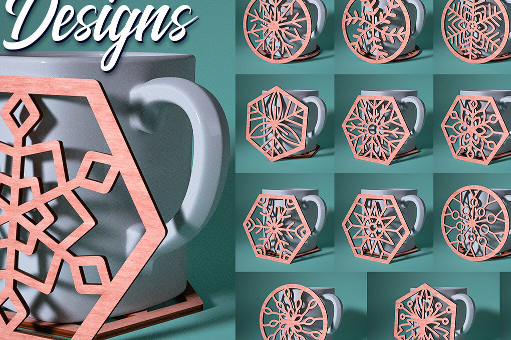 Σετ των 2 Intra απο ξύλο plywood 3mm-4mm πάχος – Σουβέρ Snowflake Δίασταση  20x20 cm INTRAFABR-76525226