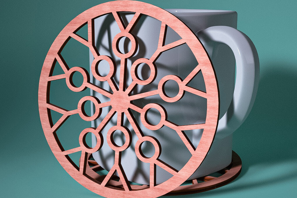 Σετ των 2 Intra απο ξύλο plywood 3mm-4mm πάχος – Σουβέρ Snowflake Δίασταση  20x20 cm INTRAFABR-76525404