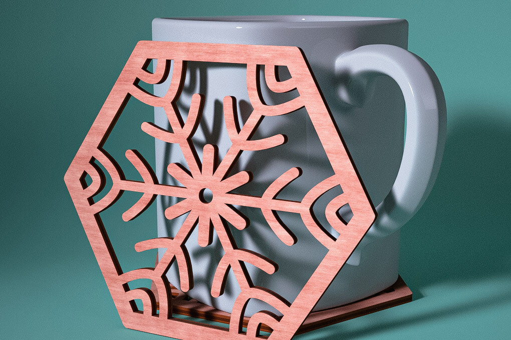 Σετ των 2 Intra απο ξύλο plywood 3mm-4mm πάχος – Σουβέρ Snowflake Δίασταση  20x20 cm INTRAFABR-76525490