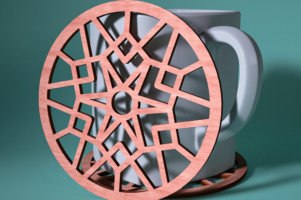 Σετ των 2 Intra απο ξύλο plywood 3mm-4mm πάχος – Σουβέρ Snowflake Δίασταση  20x20 cm INTRAFABR-76525523