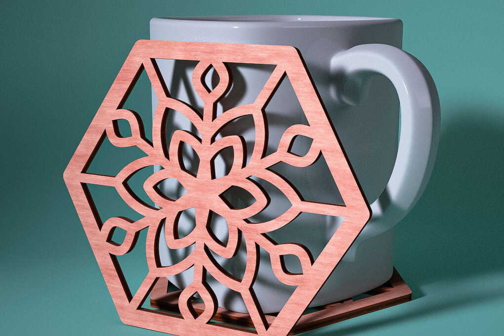 Σετ των 2 Intra απο ξύλο plywood 3mm-4mm πάχος – Σουβέρ Snowflake Δίασταση  20x20 cm INTRAFABR-76525537