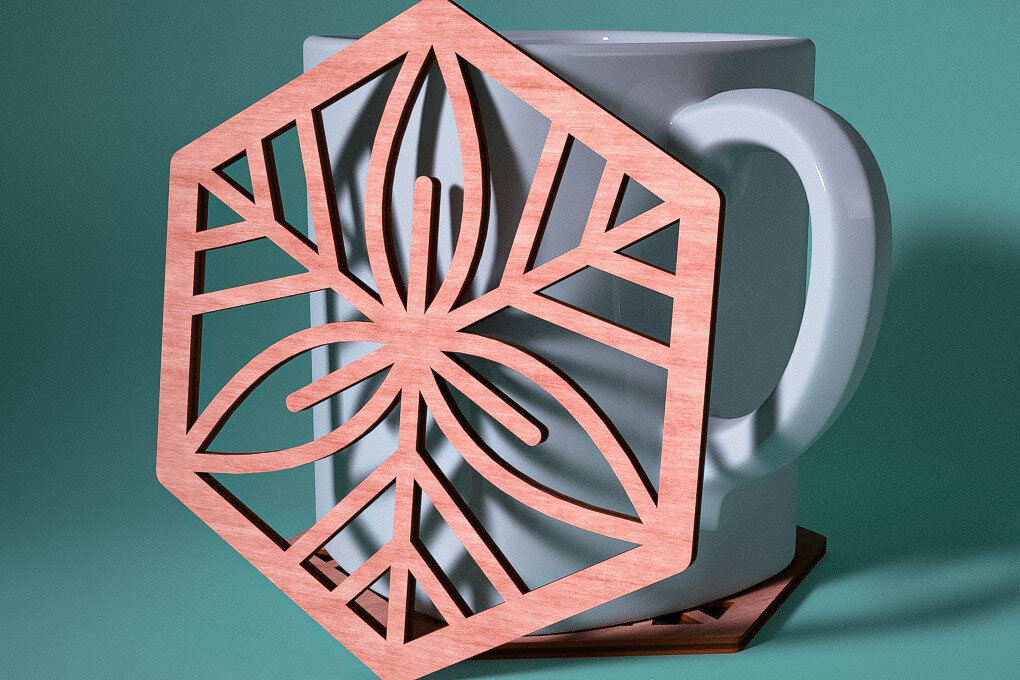 Σετ των 2 Intra απο ξύλο plywood 3mm-4mm πάχος – Σουβέρ Snowflake Δίασταση  20x20 cm INTRAFABR-76525630