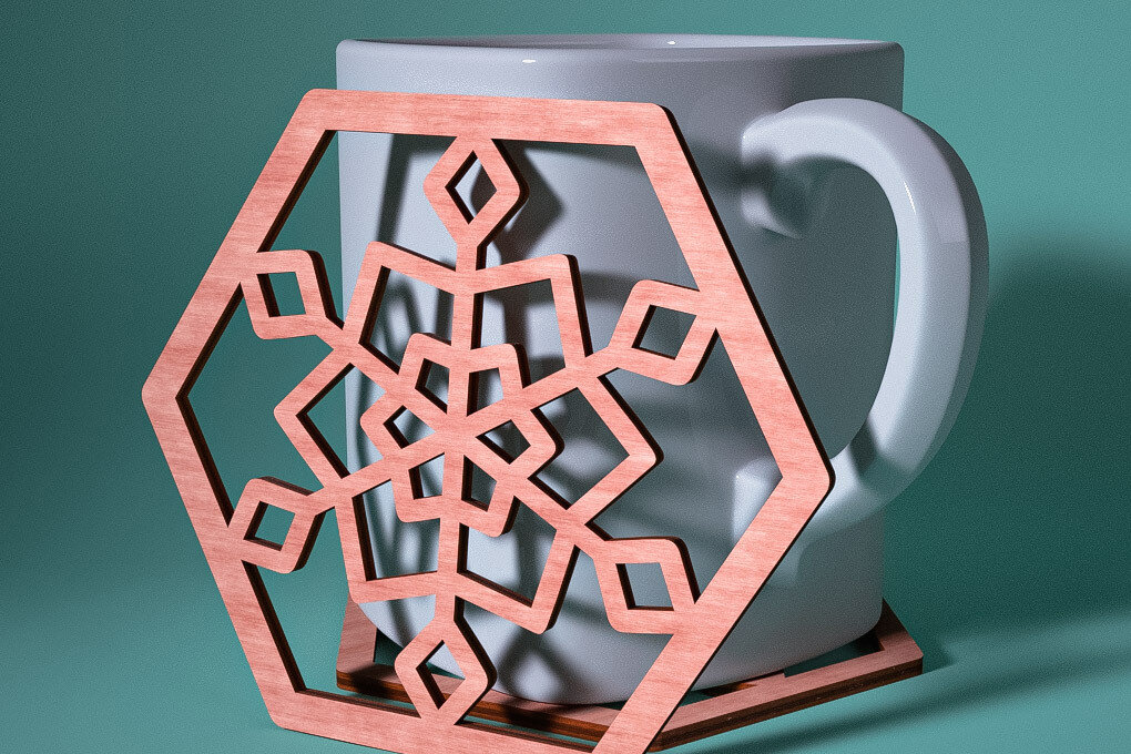 Σετ των 2 Intra απο ξύλο plywood 3mm-4mm πάχος – Σουβέρ Snowflake Δίασταση  20x20 cm INTRAFABR-76525652