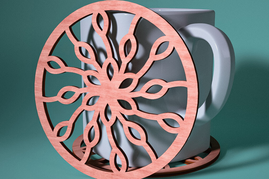 Σετ των 2 Intra απο ξύλο plywood 3mm-4mm πάχος – Σουβέρ Snowflake Δίασταση  20x20 cm INTRAFABR-76525711