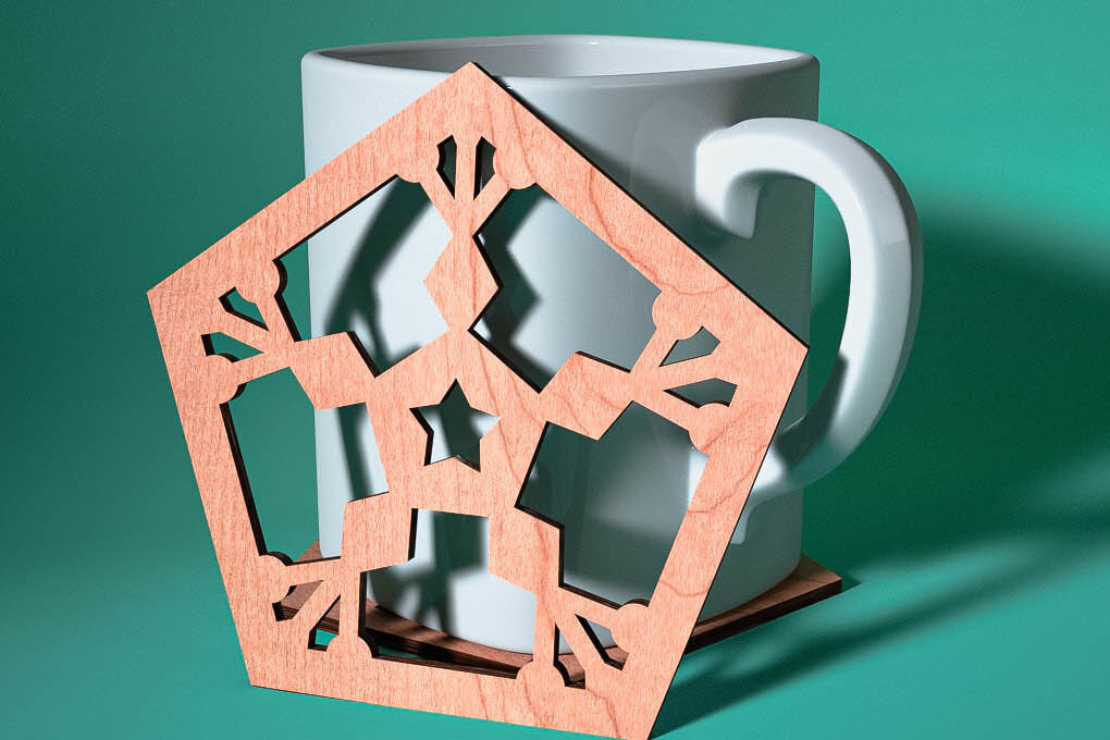 Σετ των 2 Intra απο ξύλο plywood 3mm-4mm πάχος – Σουβέρ με νιφάδα χιονιού με λέιζερ | Χριστούγεννα Δίασταση  20x20 cm INTRAFABR-75101022