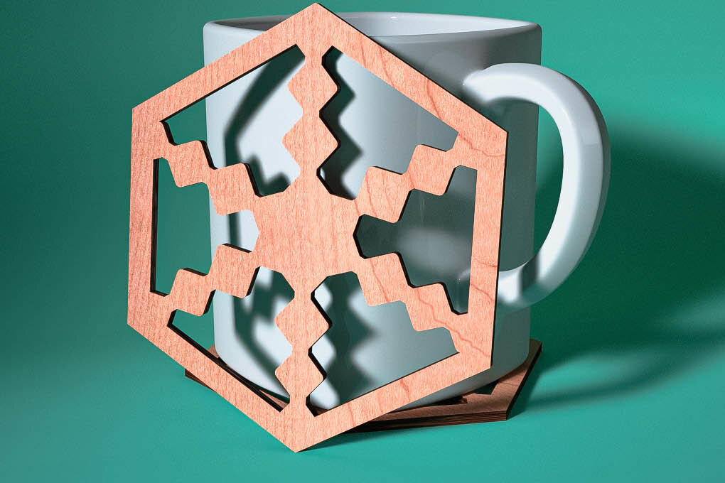 Σετ των 2 Intra απο ξύλο plywood 3mm-4mm πάχος – Σουβέρ με νιφάδα χιονιού με λέιζερ | Χριστούγεννα Δίασταση  20x20 cm INTRAFABR-75100881