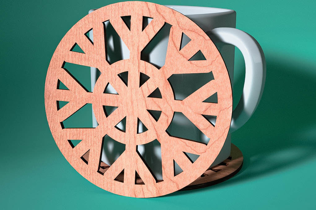 Σετ των 2 Intra απο ξύλο plywood 3mm-4mm πάχος – Σουβέρ με νιφάδα χιονιού με λέιζερ | Χριστούγεννα Δίασταση  20x20 cm INTRAFABR-75100900