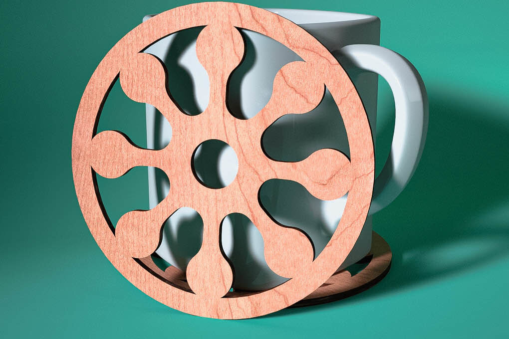 Σετ των 2 Intra απο ξύλο plywood 3mm-4mm πάχος – Σουβέρ με νιφάδα χιονιού με λέιζερ | Χριστούγεννα Δίασταση  20x20 cm INTRAFABR-75100925