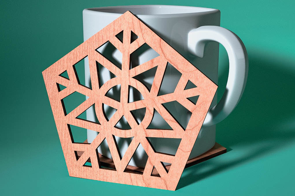 Σετ των 2 Intra απο ξύλο plywood 3mm-4mm πάχος – Σουβέρ με νιφάδα χιονιού με λέιζερ | Χριστούγεννα Δίασταση  20x20 cm INTRAFABR-75100965