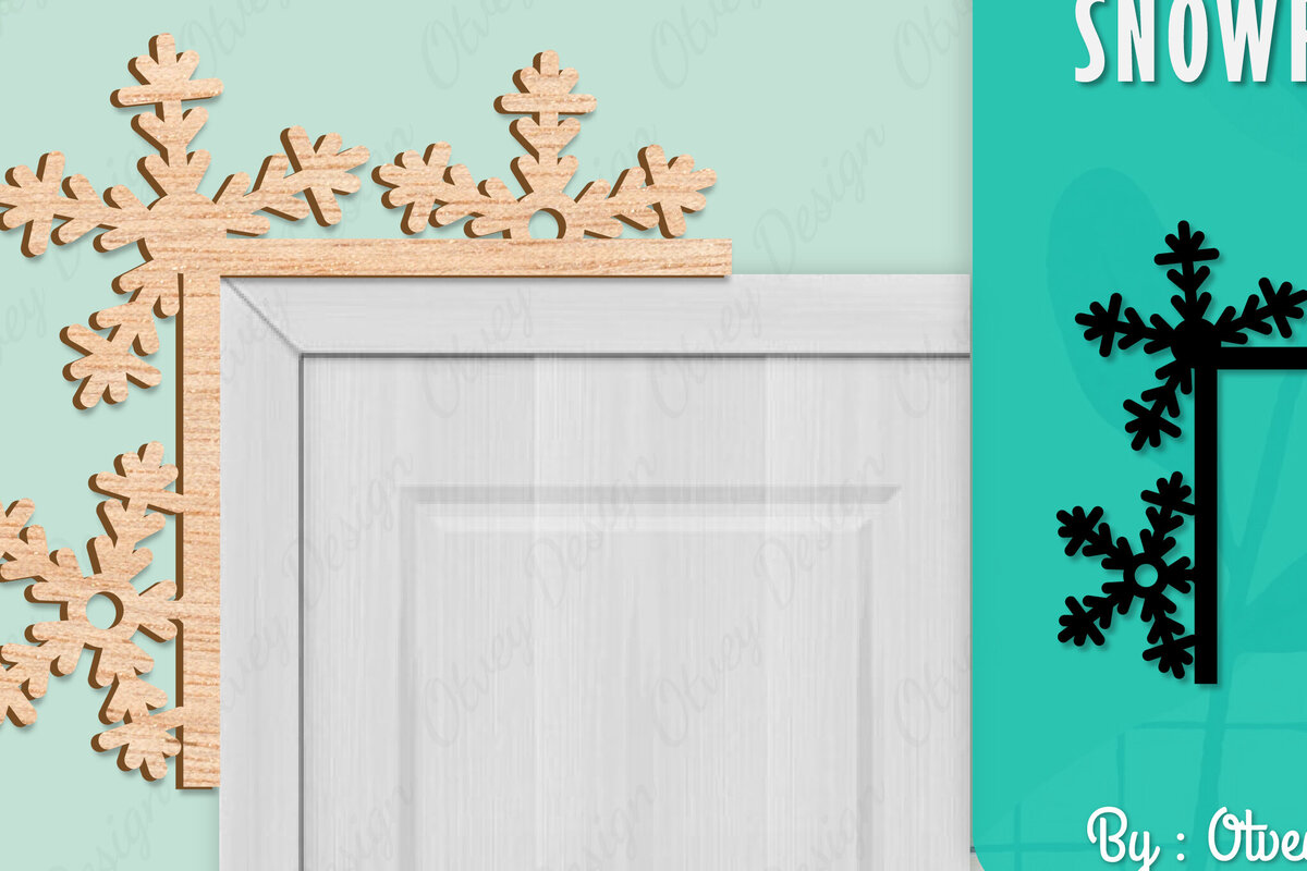 Σετ των 2 Intra απο ξύλο plywood 3mm-4mm πάχος – Γωνιακή πόρτα με νιφάδα χιονιού Δίασταση  20x20 cm INTRAFABR-109740238