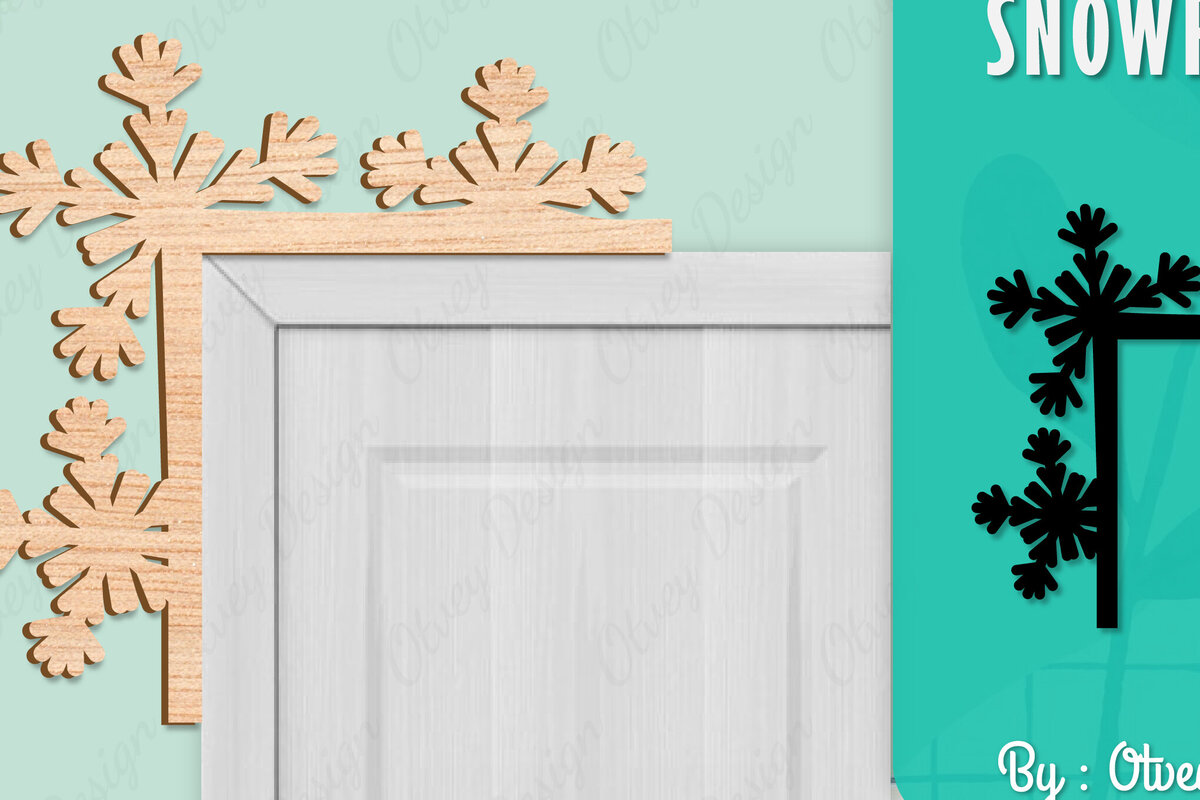 Σετ των 2 Intra απο ξύλο plywood 3mm-4mm πάχος – Γωνιακή πόρτα με νιφάδα χιονιού Δίασταση  20x20 cm INTRAFABR-109740261