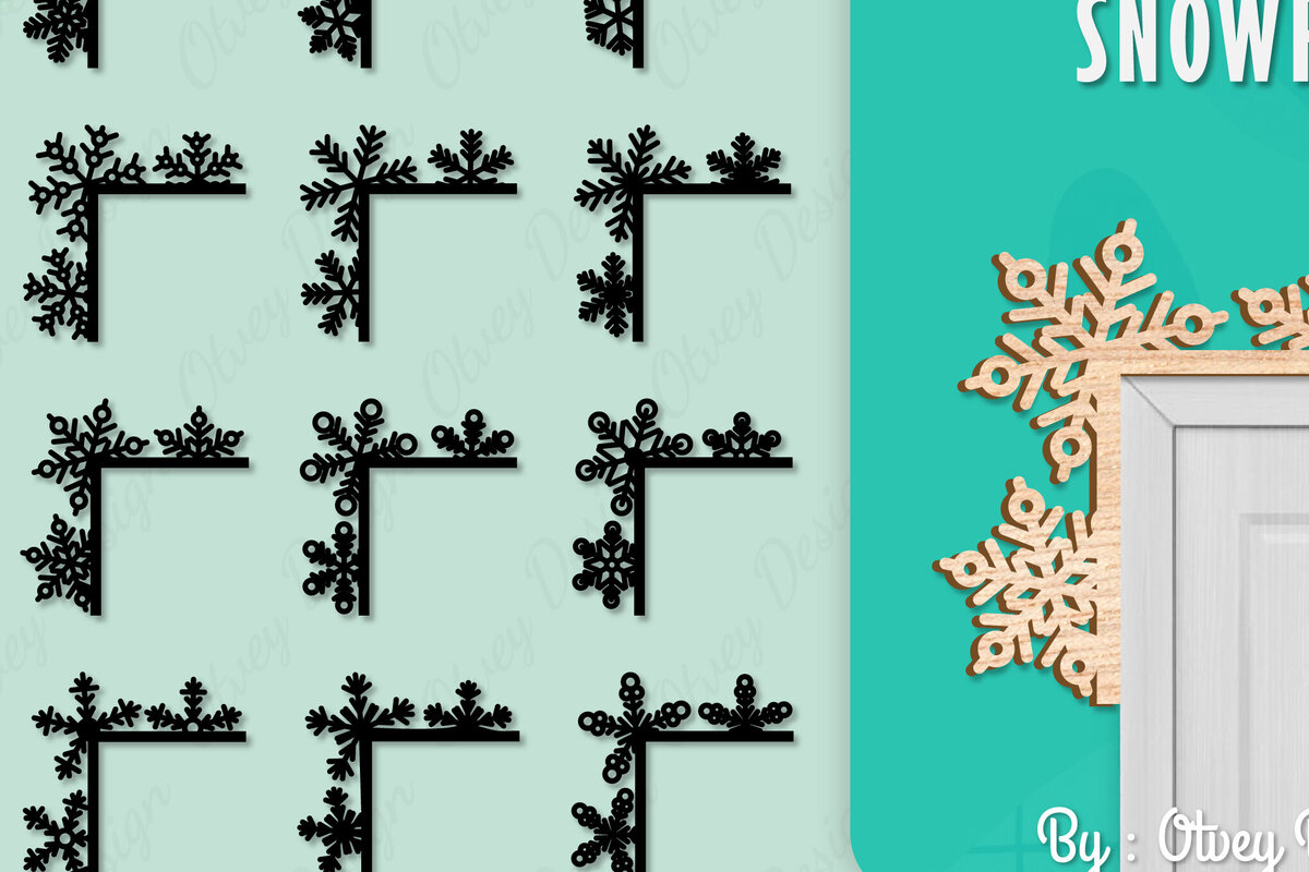 Σετ των 2 Intra απο ξύλο plywood 3mm-4mm πάχος – Γωνιακή πόρτα με νιφάδα χιονιού Δίασταση  20x20 cm INTRAFABR-109740369