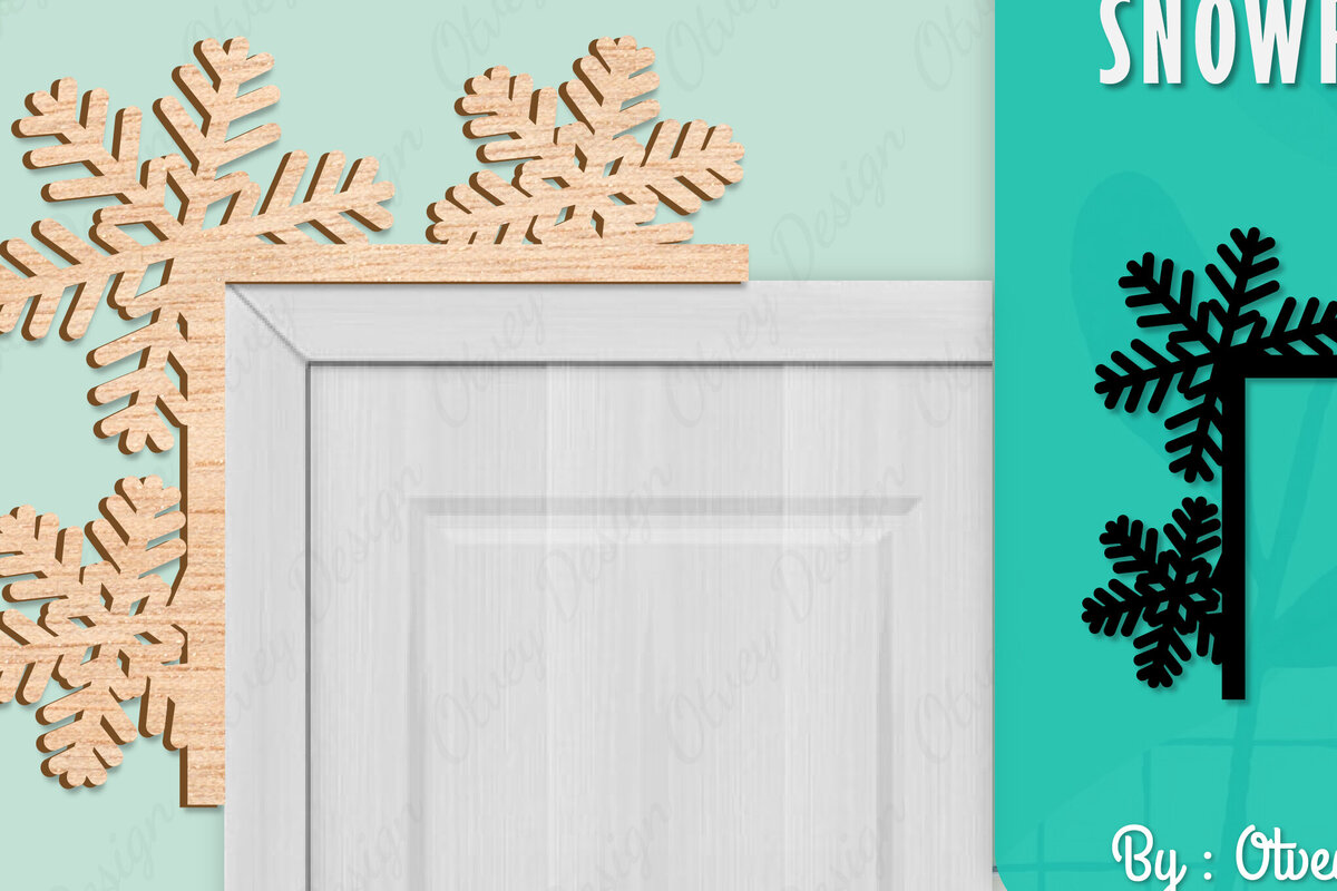 Σετ των 2 Intra απο ξύλο plywood 3mm-4mm πάχος – Γωνιακή πόρτα με νιφάδα χιονιού Δίασταση  20x20 cm INTRAFABR-109739975