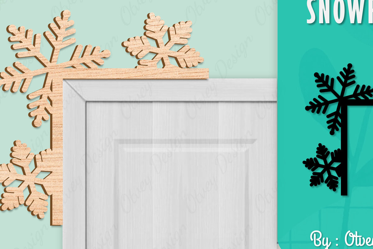 Σετ των 2 Intra απο ξύλο plywood 3mm-4mm πάχος – Γωνιακή πόρτα με νιφάδα χιονιού Δίασταση  20x20 cm INTRAFABR-109740021