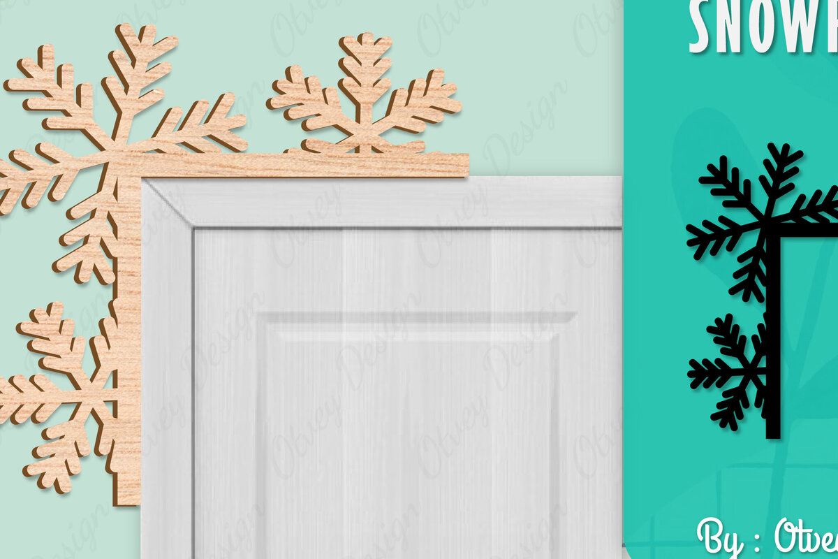 Σετ των 2 Intra απο ξύλο plywood 3mm-4mm πάχος – Γωνιακή πόρτα με νιφάδα χιονιού Δίασταση  20x20 cm INTRAFABR-109740130