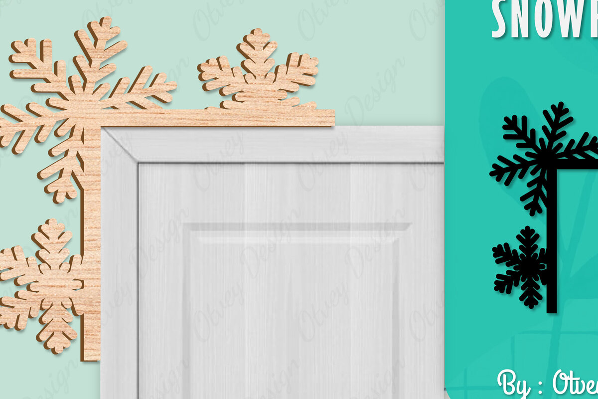 Σετ των 2 Intra απο ξύλο plywood 3mm-4mm πάχος – Γωνιακή πόρτα με νιφάδα χιονιού Δίασταση  20x20 cm INTRAFABR-109740140