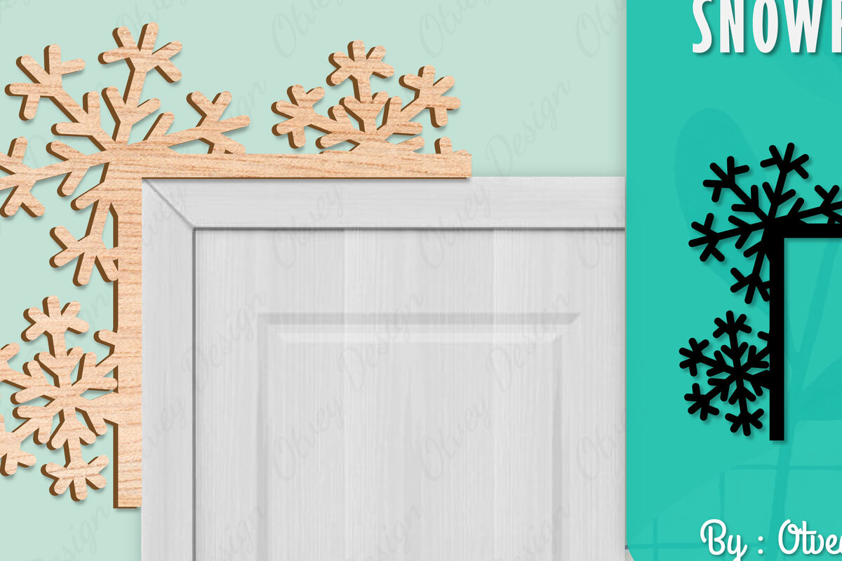 Σετ των 2 Intra απο ξύλο plywood 3mm-4mm πάχος – Γωνιακή πόρτα με νιφάδα χιονιού Δίασταση  20x20 cm INTRAFABR-109740160