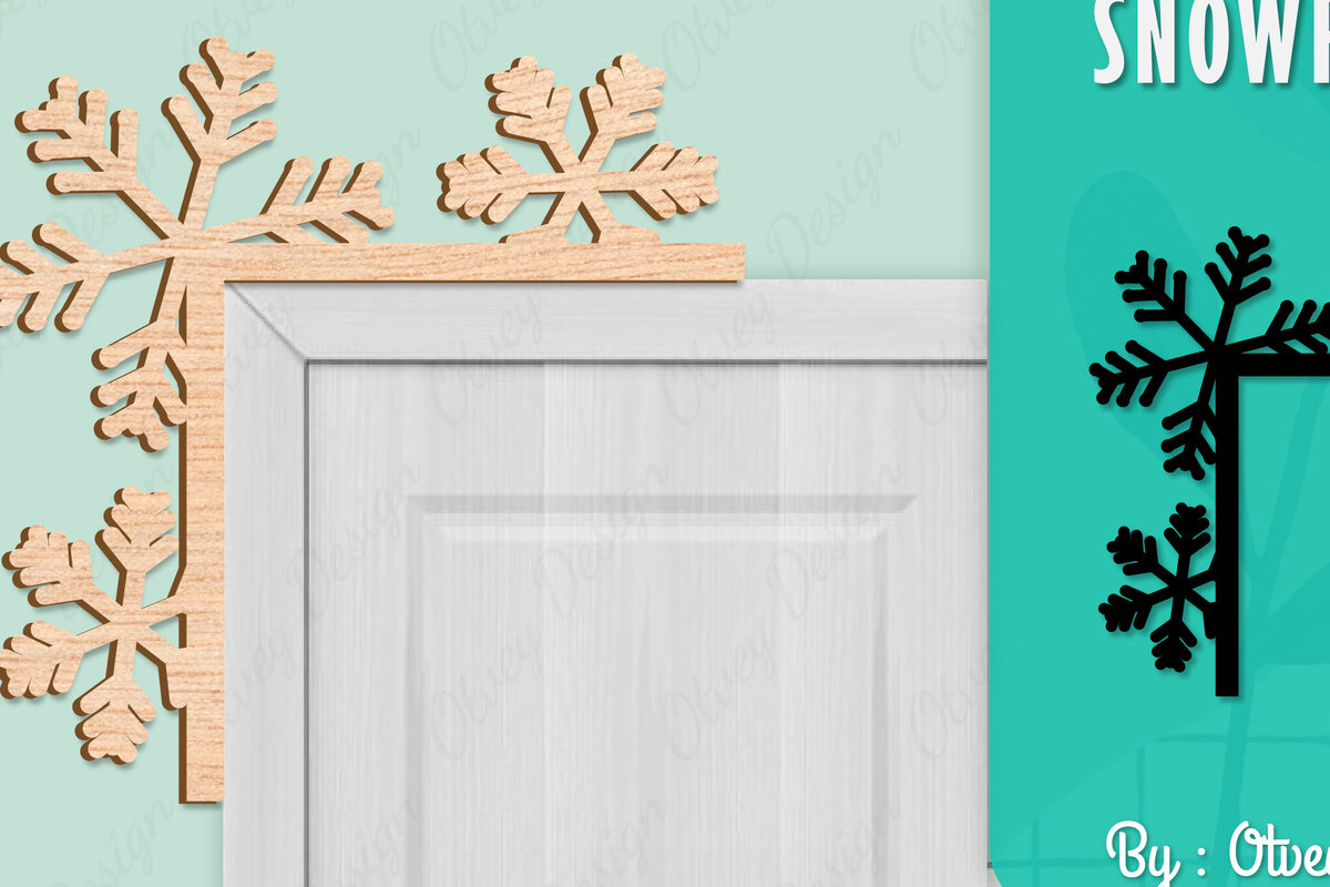 Σετ των 2 Intra απο ξύλο plywood 3mm-4mm πάχος – Γωνιακή πόρτα με νιφάδα χιονιού Δίασταση  20x20 cm INTRAFABR-109739967