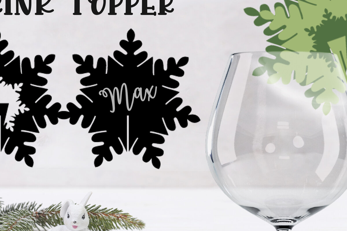 Σετ των 2 Intra απο ξύλο plywood 3mm-4mm πάχος – Snowflake Drink Topper Δίασταση  20x20 cm INTRAFABR-79530301
