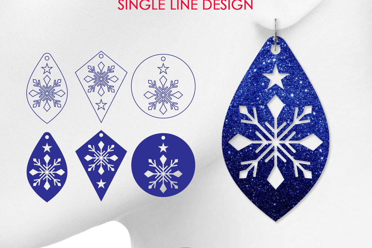 Σετ των 3 Intra απο ξύλο plywood 3mm-4mm πάχος – Σκουλαρίκι με νιφάδες χιονιού Δίασταση  5x5 cm INTRAFABR-9496303