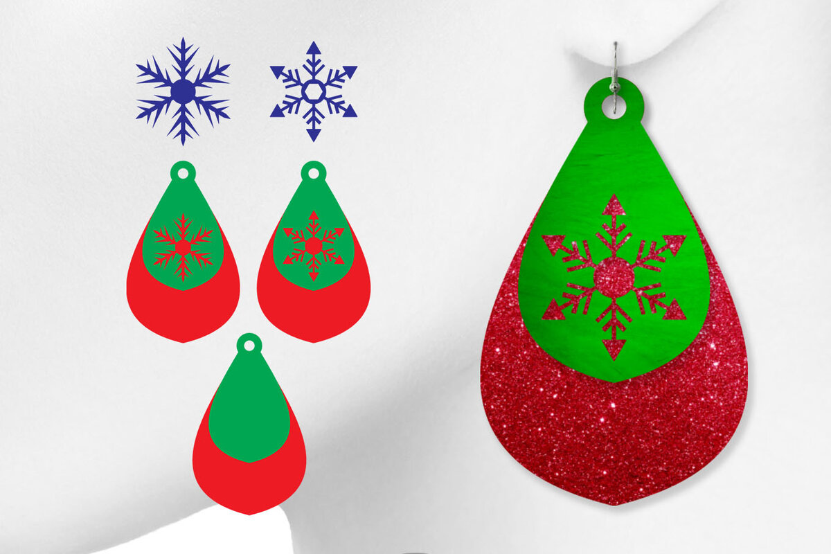 Σετ των 3 Intra απο ξύλο plywood 3mm-4mm πάχος – Σκουλαρίκι νιφάδα χιονιού, χριστουγεννιάτικο σκουλαρίκι Δίασταση  5x5 cm INTRAFABR-9122710