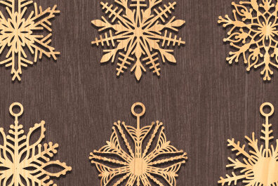Σετ των 3 Intra απο ξύλο plywood 3mm-4mm πάχος – Σκουλαρίκι Snowflake Design Δίασταση  5x5 cm INTRAFABR-72981829