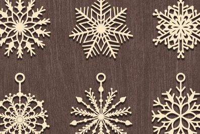 Σετ των 3 Intra απο ξύλο plywood 3mm-4mm πάχος – Σκουλαρίκι Snowflake Design Δίασταση  5x5 cm INTRAFABR-72981846