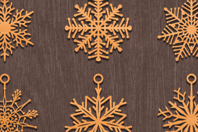 Σετ των 3 Intra απο ξύλο plywood 3mm-4mm πάχος – Σκουλαρίκι Snowflake Design Δίασταση  5x5 cm INTRAFABR-72981859