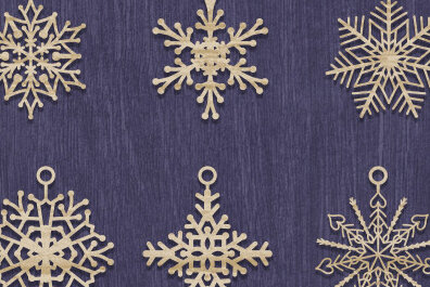Σετ των 3 Intra απο ξύλο plywood 3mm-4mm πάχος – Σκουλαρίκι Snowflake Design Δίασταση  5x5 cm INTRAFABR-72981943